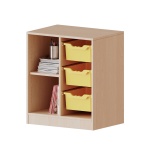 ErgoTray Regal, 2reihig, 2 OH, fahrbar, links 2 Fächer, rechts 3 hohe Boxen, B/H/T 70,3x82x50cm 